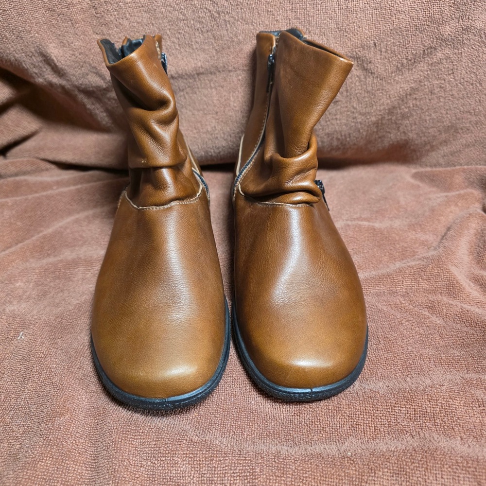 Hotter Womens Tan Leather Slouch Ankle Boots Made in England Size UK 6 US 8-8.5